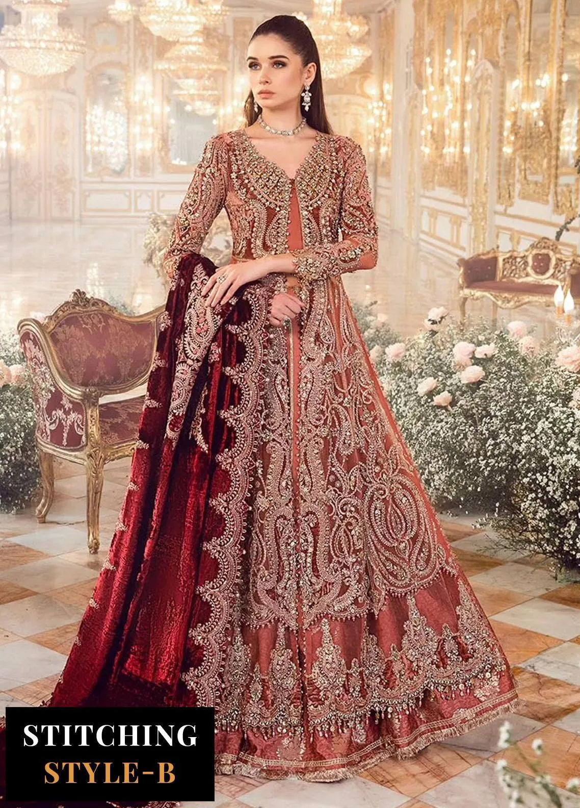 Mbroidered By Maria B Embroidered Velvet Suits Unstitched 4 Piece MB23MW D1 – Luxury Collection